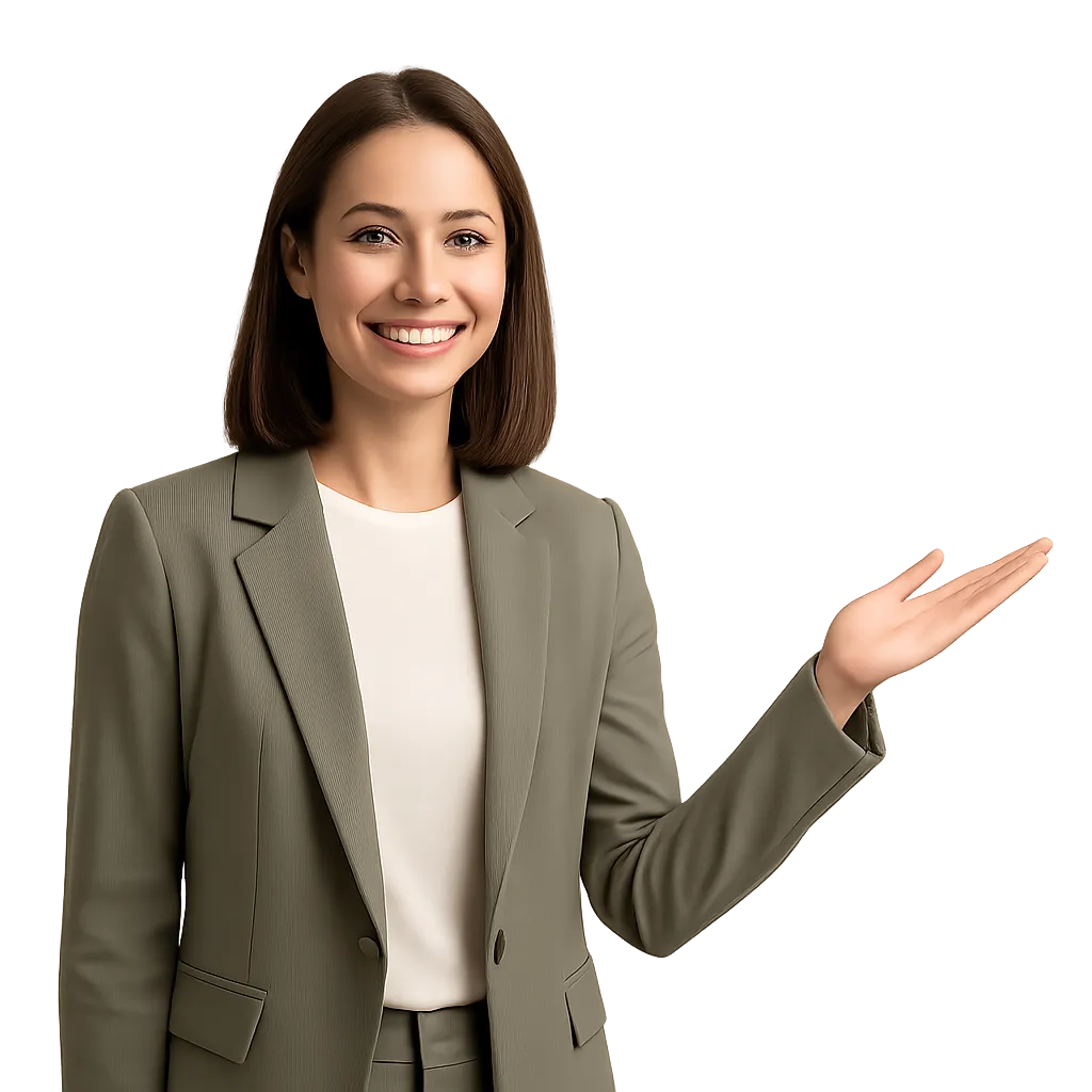 Professional woman inviting action